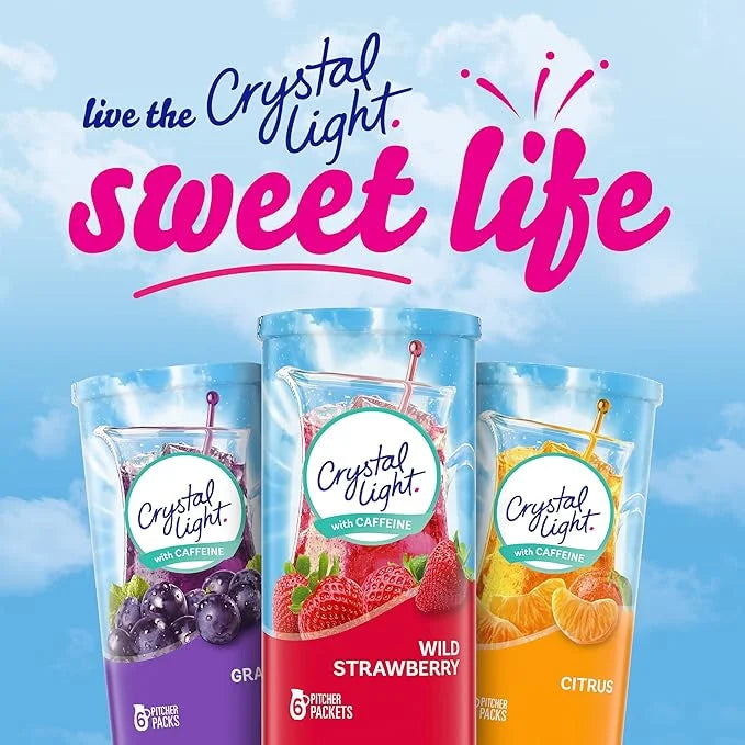 Crystal Light Sugar-Free Energy Wild Strawberry Low Calories Powdered Drink Mix 6 Count Pitcher Packets - Product Image