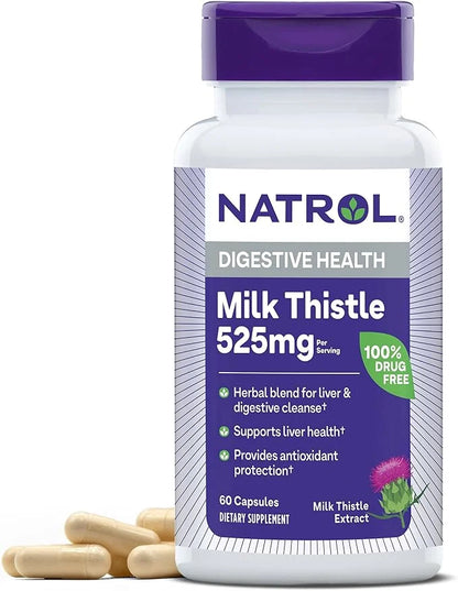Natrol Milk Thistle 525 mg per 60 Capsules, 30 Day
