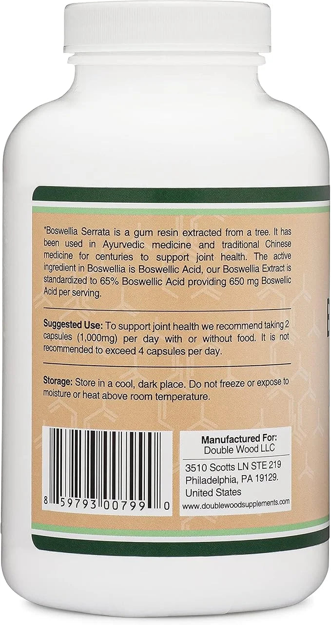 Boswellia Serrata - 240 Capsules (Max Strength 1,000mg of 65% Boswellic Acid Extract) Boswellia Extract Capsules (Joint Su...