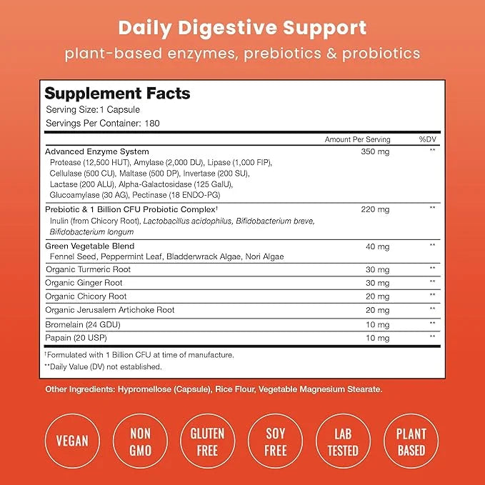 NutraChamps Digestive Enzymes with Probiotics and 180 Vegan