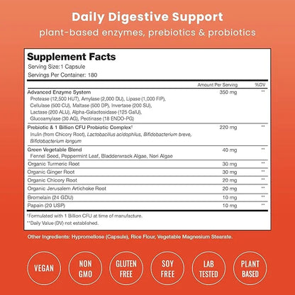 NutraChamps Digestive Enzymes with Probiotics and 180 Vegan