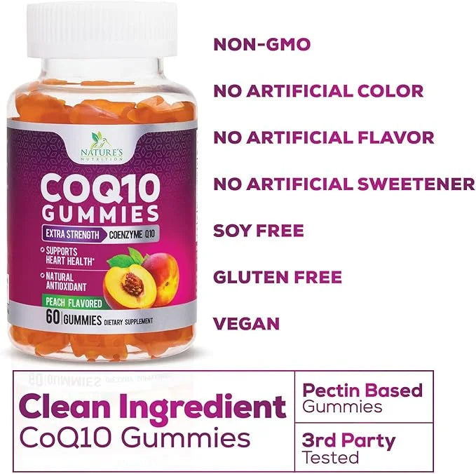 CoQ10 100mg Gummies Q10 Supplement, CoQ10 Gummies Q10 Gummy 60 Count Q10 Vitamins