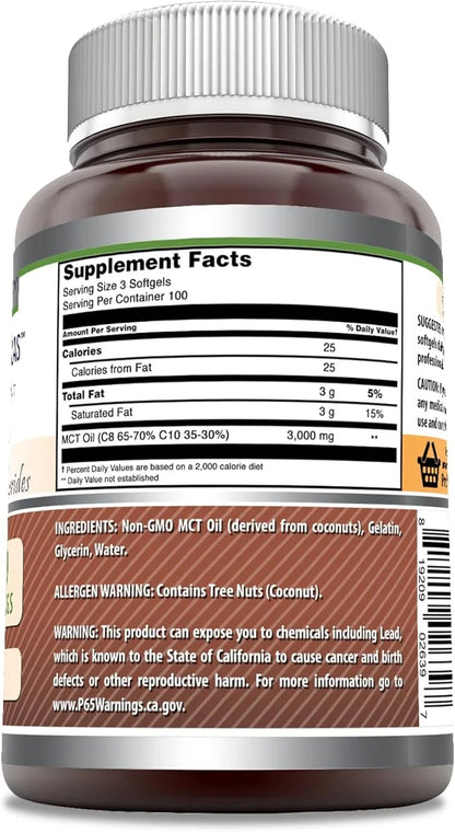 Amazing Formulas MCT Oil Supplement | 1000 Mg Per Serving | 300 Softgels | Non-GMO | Gluten-Free | Made in USA - Product I...