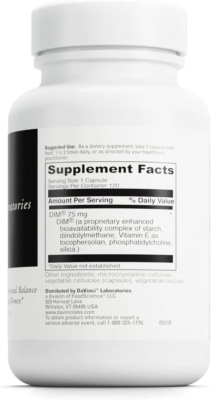 DAVINCI Labs DIMPro 75mg - Helps Support Hormonal Balance, Estrogen Metabolism & More with DIM - Gluten-Free - 120 Capsule...