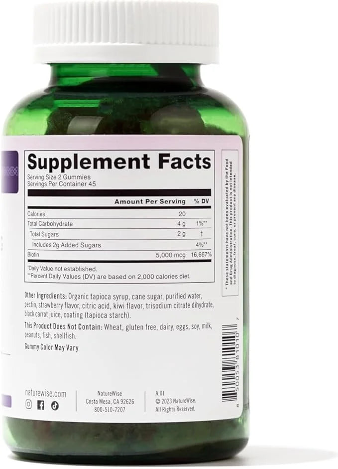 NatureWise Biotin Gummies B7 5000mcg 5000mcg Supports 90 Count[45 Count[45 Day