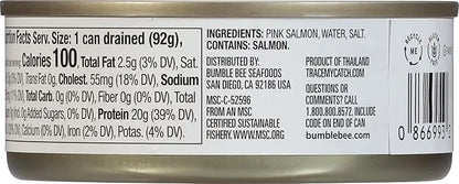 Bumble Bee Skinless & Boneless Canned Pink Salmon in Water, 5 oz Can - Premium Wild Caught Salmon - 20g Protein per Servin...
