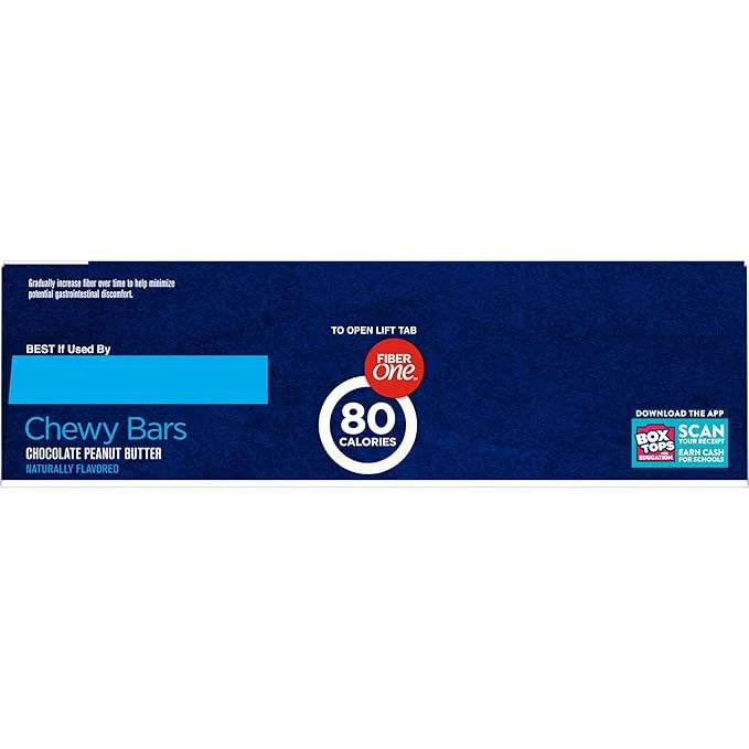 Fiber One 80 Calorie Chewy Bars, Chocolate Peanut Butter, Snack Bars Value Pack, 10 Ct, 8.2 oz - Product Image