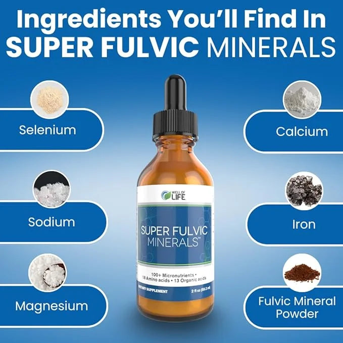 Super Fulvic Minerals: Herbal Detox 2 oz. 128 Servings.