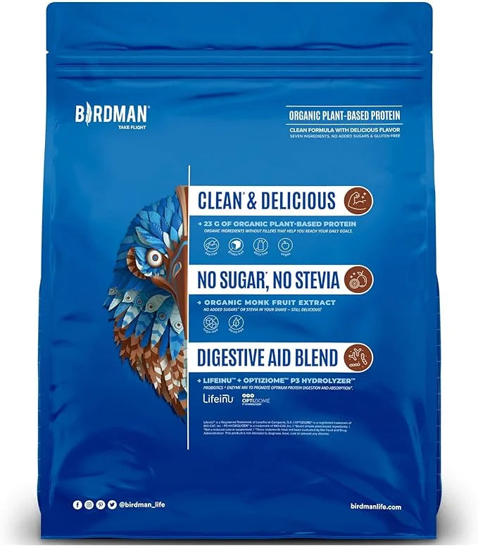 BIRDMAN Falcon Vegan Protein Powder Organic, Stevia & Sugar Free, Plant Based Protein, Low Carb, Dairy Free, Keto, Non Whe...