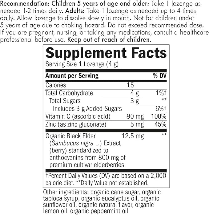 Nature’s Way Sambucus Zinc Lozenges 24 Lozenges