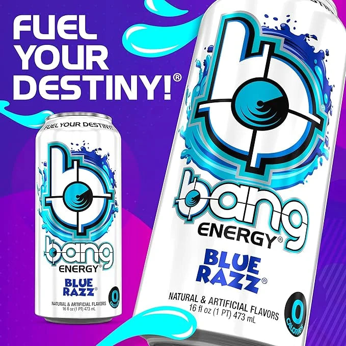 Bang Energy Blue Razz, Sugar-Free Energy Drink, 16-Ounce (Pack of 12) - Product Image