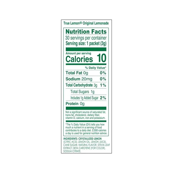TRUE LEMON Original Lemonade Drink Mix| Made from Real Lemon | No Preservatives, No Artificial Sweeteners, Gluten Free | W...
