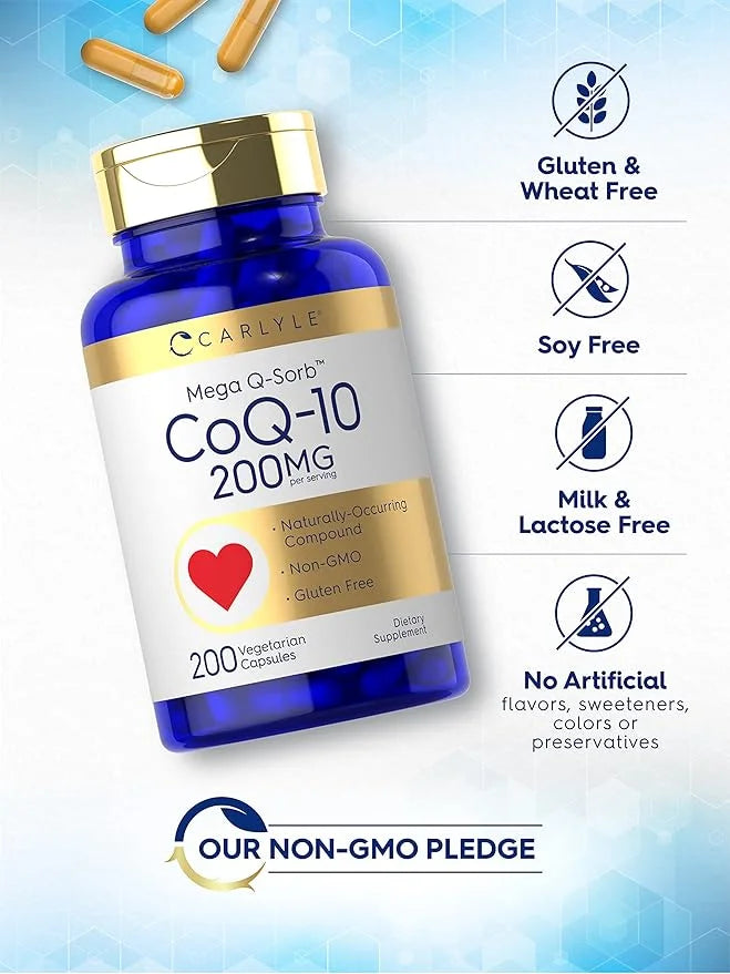 Carlyle CoQ10 200mg 200 Capsules Q-10 |