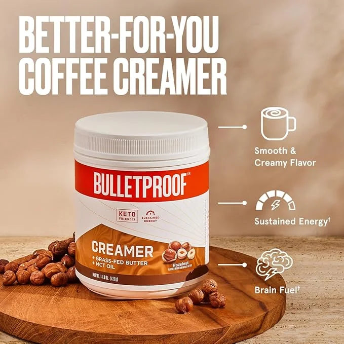 Bulletproof Hazelnut Creamer, 14.8 Ounces, Keto Coffee Creamer with MCT Oil and Grass-Fed Butter - Product Image