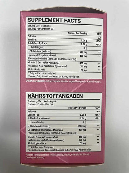 Liposomal Glutathione Softgels 1500MG, Reduced Glutathione 480 Softgels