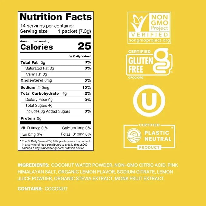Cure Hydrating Plant Based Electrolyte Mix | Powder for Dehydration Relief | Made with Coconut Water | Non-GMO | No Added ...