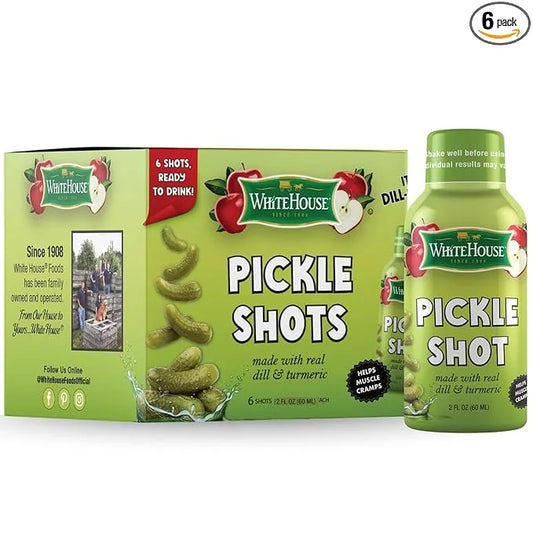 White House Pickle Shots, With Real Dill and Turmeric, Juice Hydrates and Helps Stop Muscle Cramps, On the Go 2 Ounce (Pac...