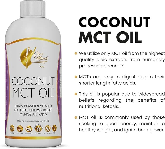 MCT Oil - Intermittent Fasting Support, Metabolism & Brain Power Boost, Natural Energy from Coconut, Free from Gluten, Dai...