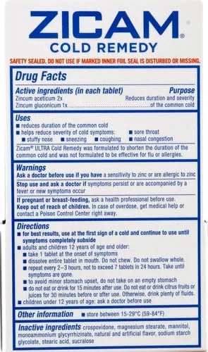 Zicam Ultra Cold Remedy Zinc Rapidmelts, Orange Cream Flavor, Homeopathic, Cold Shortening Medicine, Shortens Cold Duratio...