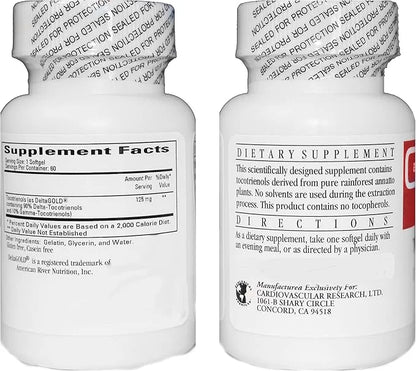 120 Softgels 125 mg Vitamin E 90% Delta 10% Gamma, 2 Bottles 60 Soft