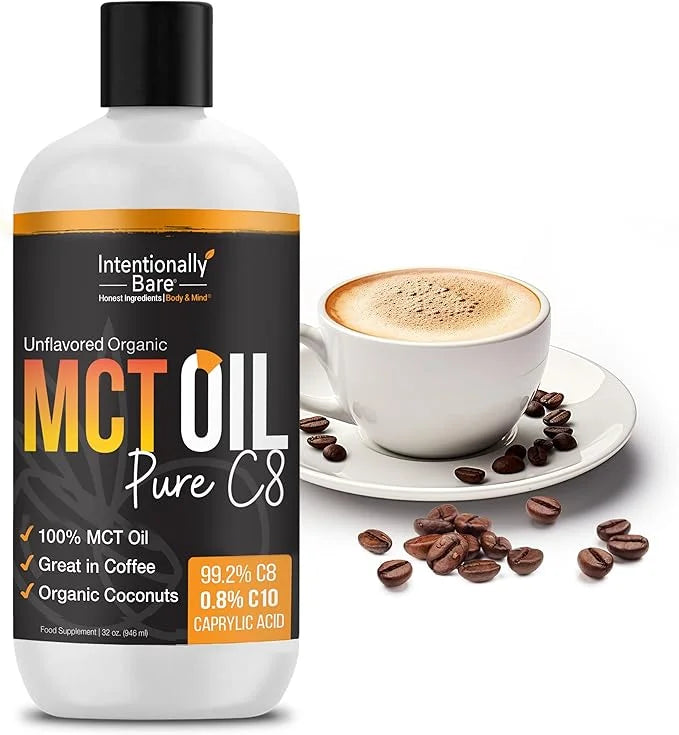 Intentionally Bare Pure C8 MCT Oil Organic - Brain Octane C8 MCT Oil for Keto Paleo & Vegan Diet - Unflavored MCT Oil C8 f...