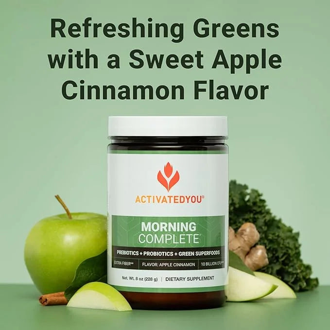 ACTIVATEDYOU Morning Complete Daily Wellness Greens Superfood Drink Mix for Gut Health w/Prebiotics, Probiotics, Antioxida...