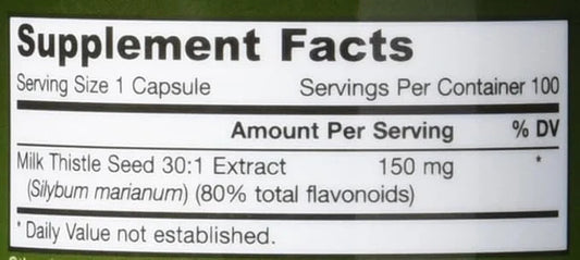 Jarrow Formulas Milk Thistle 150 mg 30:1 Standardized 100 Veggie 33-100 Day