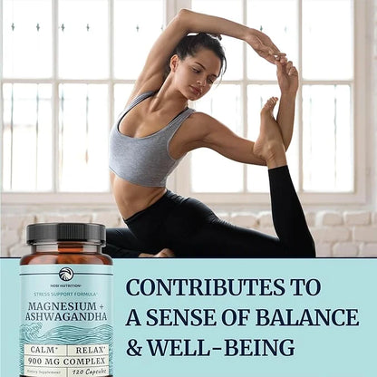 Magnesium Ashwagandha | Calming Magnesium Supplement for Adults | Relax, Rest, Calm Mood & Sleep Support | Mag Citrate & O...