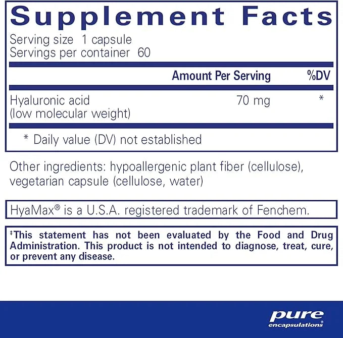 Pure Encapsulations Hyaluronic Acid - for Skin Hydration, Joint Lubrication & Joint Health* - Effective Absorption - Glute...
