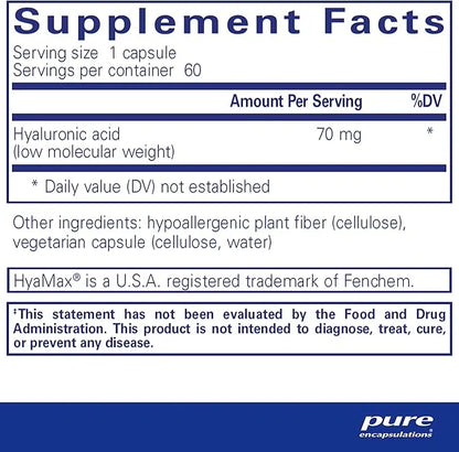 Pure Encapsulations Hyaluronic Acid - for Skin Hydration, Joint Lubrication & Joint Health* - Effective Absorption - Glute...