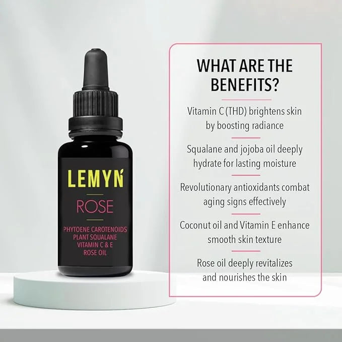 Squalane + Vitamin C Rose Oil | Enhanced with Carotenoids and Vitamin E | Freshly Made Face Oil | Hydrate & Firm | Small-B...