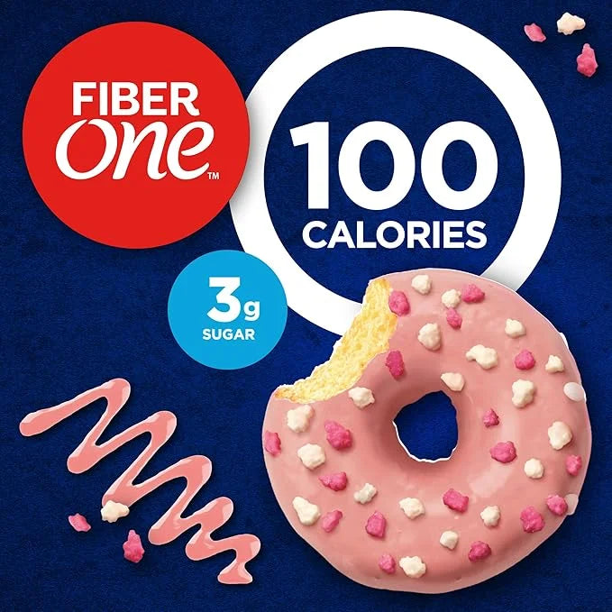 Fiber One 100 Calorie Donuts, Strawberries and Creme, 3g Sugar, 4 Count, 3.28 oz - Product Image