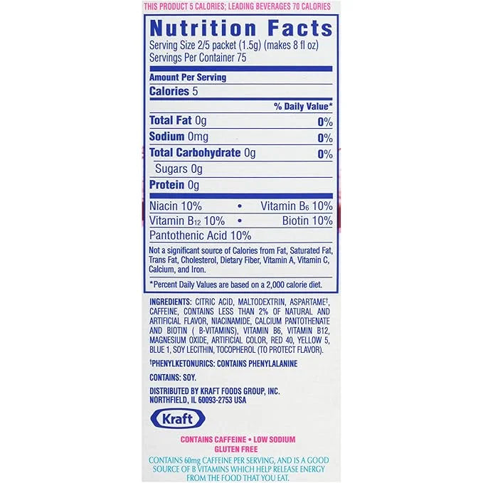 Crystal Light Energy Strawberry On-The-Go Powdered Drink Mix 30 Count - Product Image