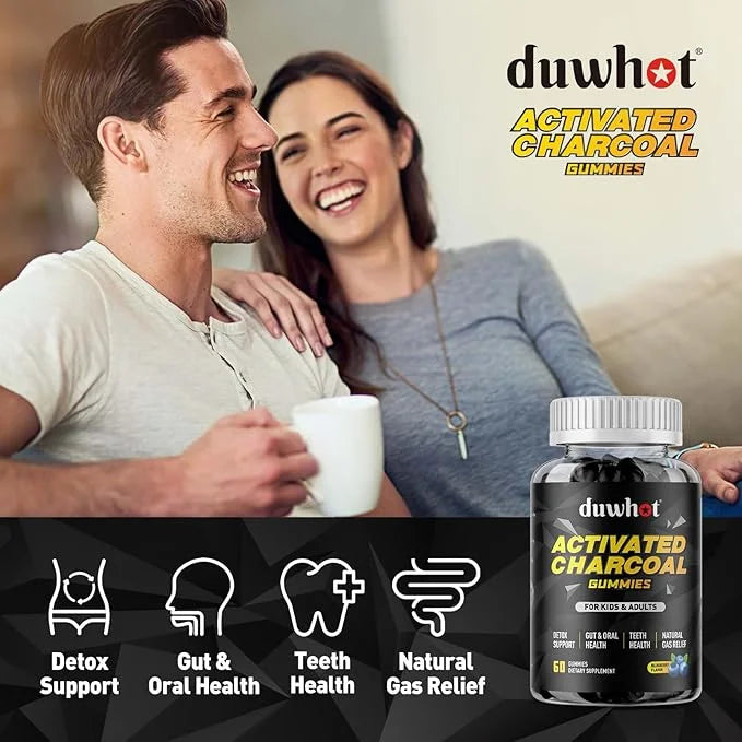 Activated Charcoal Gummies for Kids, 500mg Chewable Activated Charcoal Supplement for Gas Relief, Detox, Digestive and Ora...