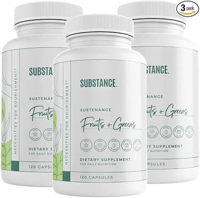Nature's Sustenance Daily Greens, Fruits & Veggies Supplement - Superfood Vitamin Capsules - Enhance Energy, Mental Clarit...