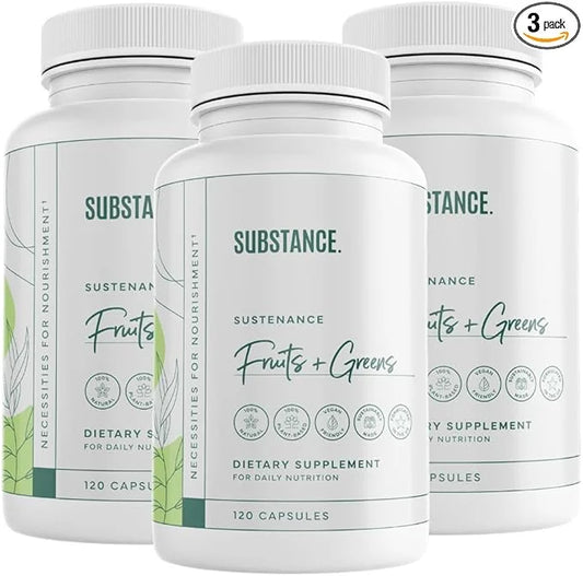 Nature's Sustenance Daily Greens, Fruits & Veggies Supplement - Superfood Vitamin Capsules - Enhance Energy, Mental Clarit...