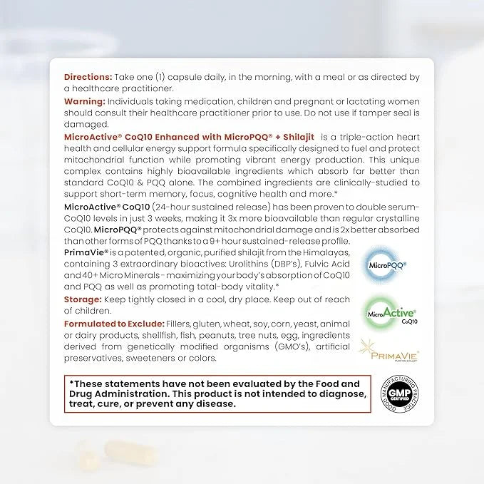 MicroActive CoQ10 Enhanced with MicroPQQ + 60 Veg 2 Month