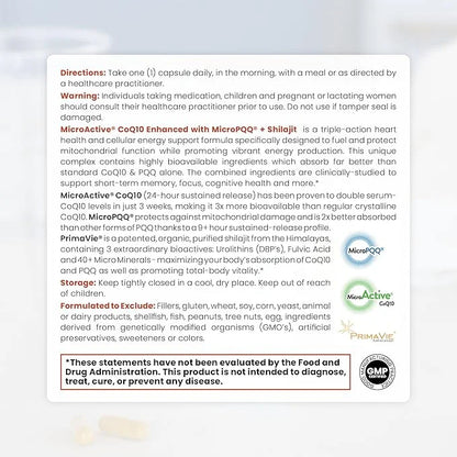MicroActive CoQ10 Enhanced with MicroPQQ + 60 Veg 2 Month