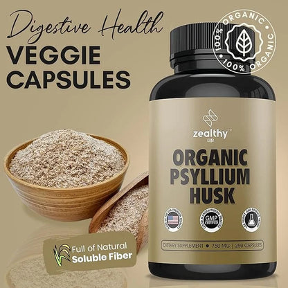 Psyllium Husk Capsules, All-Natural Fiber Supplement,
