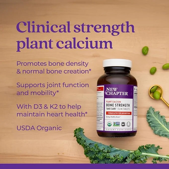 New Chapter Calcium Supplement D3+K2, 70+ 70+ Trace 60 Slim