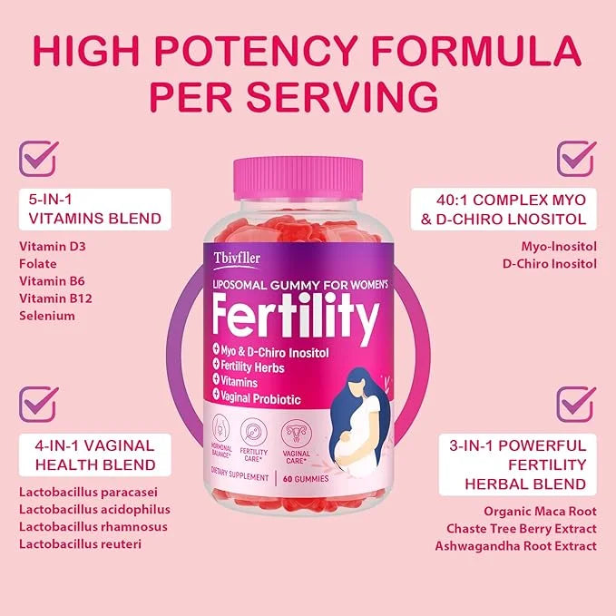 Fertility Supplements for Women, Prenatal Vitamins with Myo-Inositol & D-Chiro Inositol, Folate, Herbs, for Hormonal Balan...