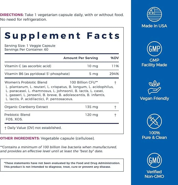 NewRhythm Probiotics for Women, P-5-P, Vitamin 100 Billion 18 Strains, 60 Capsules,