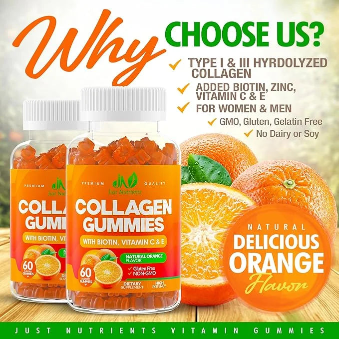 Collagen Peptides Gummies with Biotin, Vitamin 60 Gummies