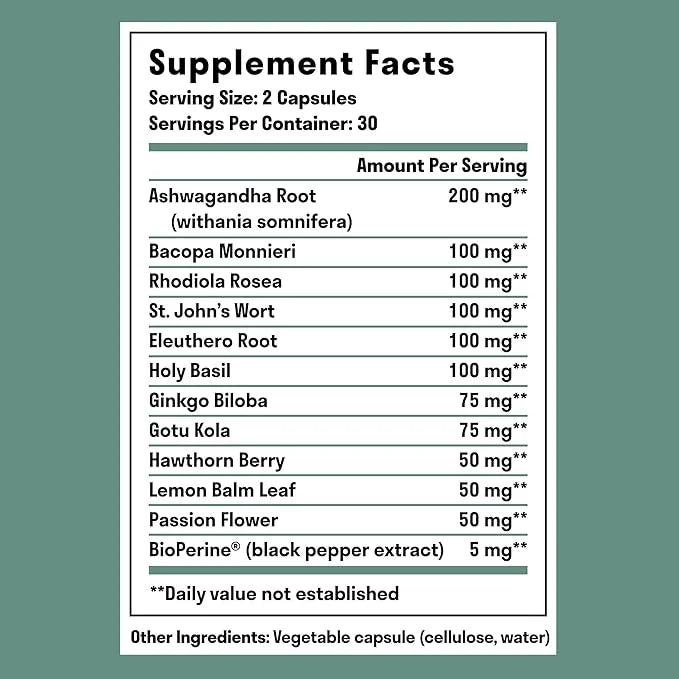 Plant-Based Supplement - Natural Adaptogenic Booster 12 Herbs