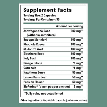 Plant-Based Supplement - Natural Adaptogenic Booster 12 Herbs