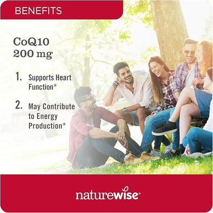 NatureWise CoQ10 200mg Softgels, High Potency CoQ10 200mg 200mg Ubiquinone Q10 Supplements 90 Softgels[3-Month Softgels[3-...