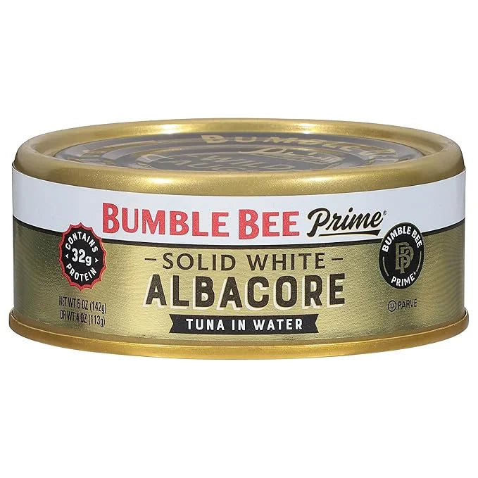 Bumble Bee Prime Solid White Albacore Tuna in Water, 5 oz Can - Premium Wild Caught Tuna - 32g Protein per Serving - Non-G...