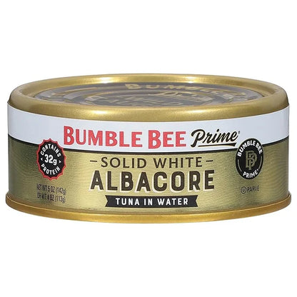 Bumble Bee Prime Solid White Albacore Tuna in Water, 5 oz Can - Premium Wild Caught Tuna - 32g Protein per Serving - Non-G...
