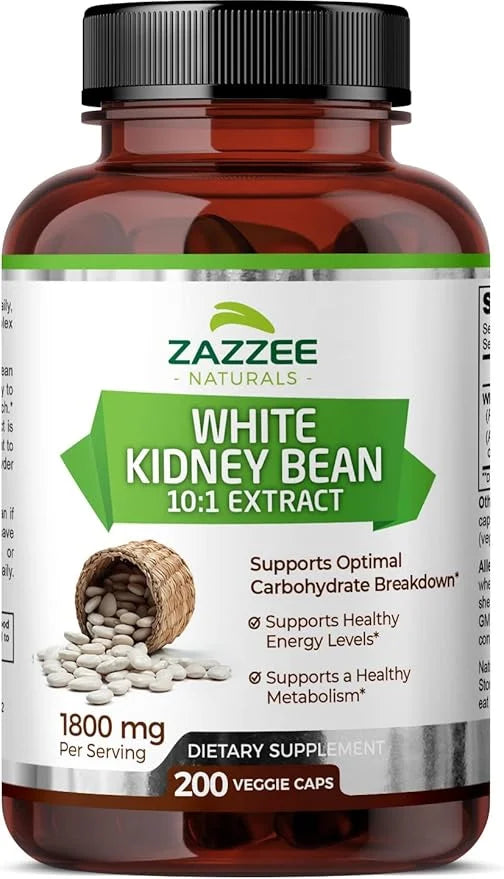 Zazzee White Kidney Bean 10:1 Extract, 18,000 mg 200 Vegan 2 Month 10X Extract, 100% Vegetarian,