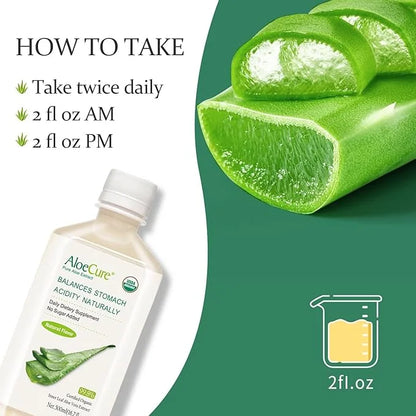 AloeCure USDA Organic Aloe Vera Juice Made Within 12 Hrs of Harvest - Pure Aloe Juice Natural Digestive Supplement to Supp...